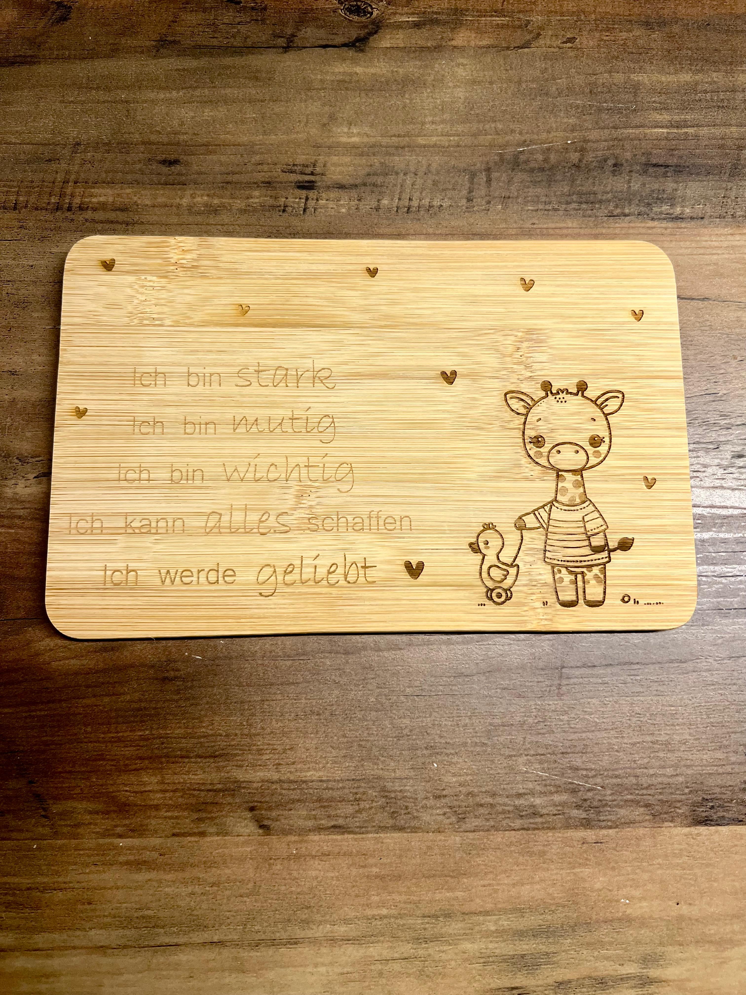 Frühstücksbrettchen "Ich bin stark" & Giraffe