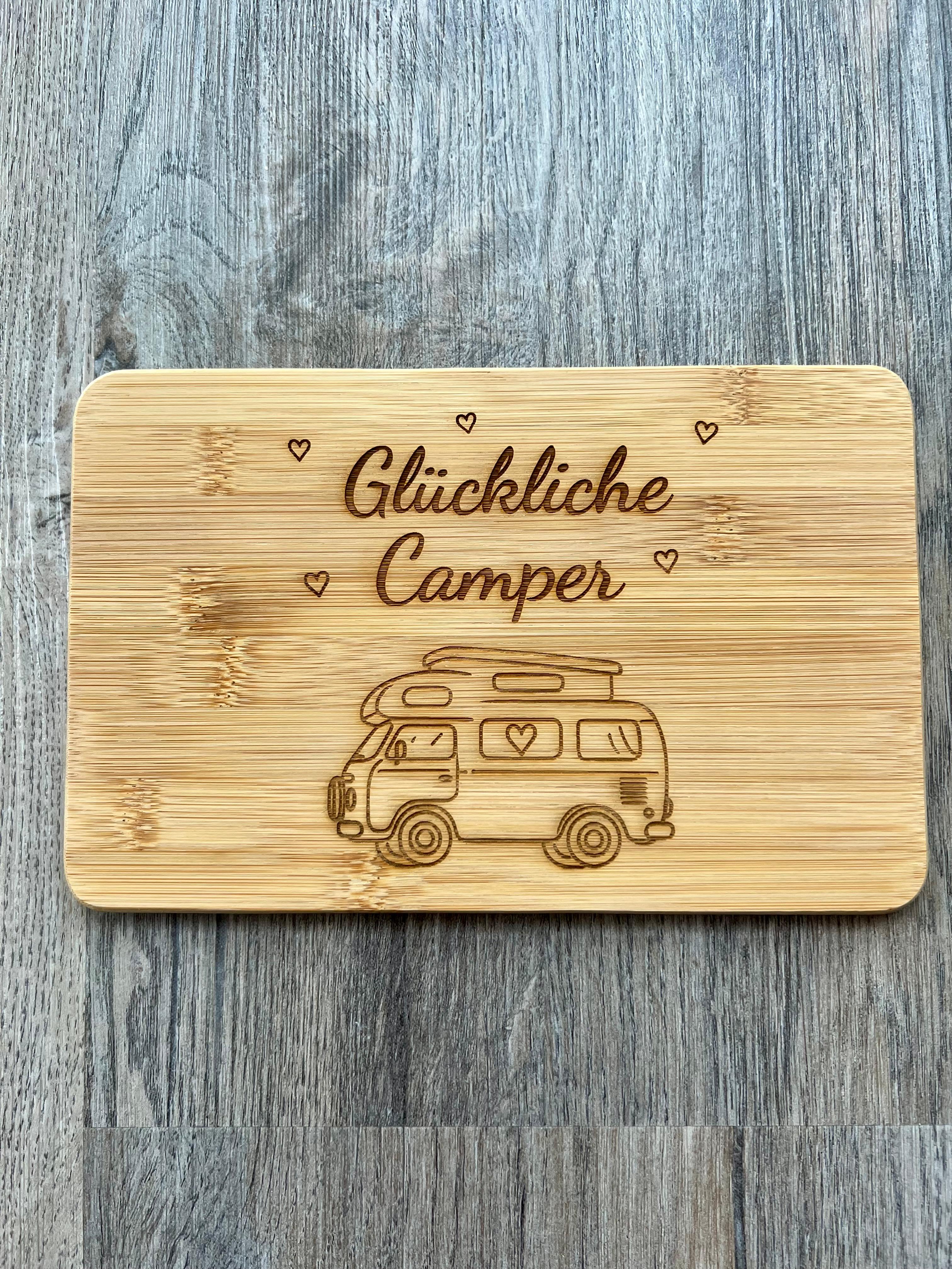 Frühstücksbrett "Glückliche Camper"