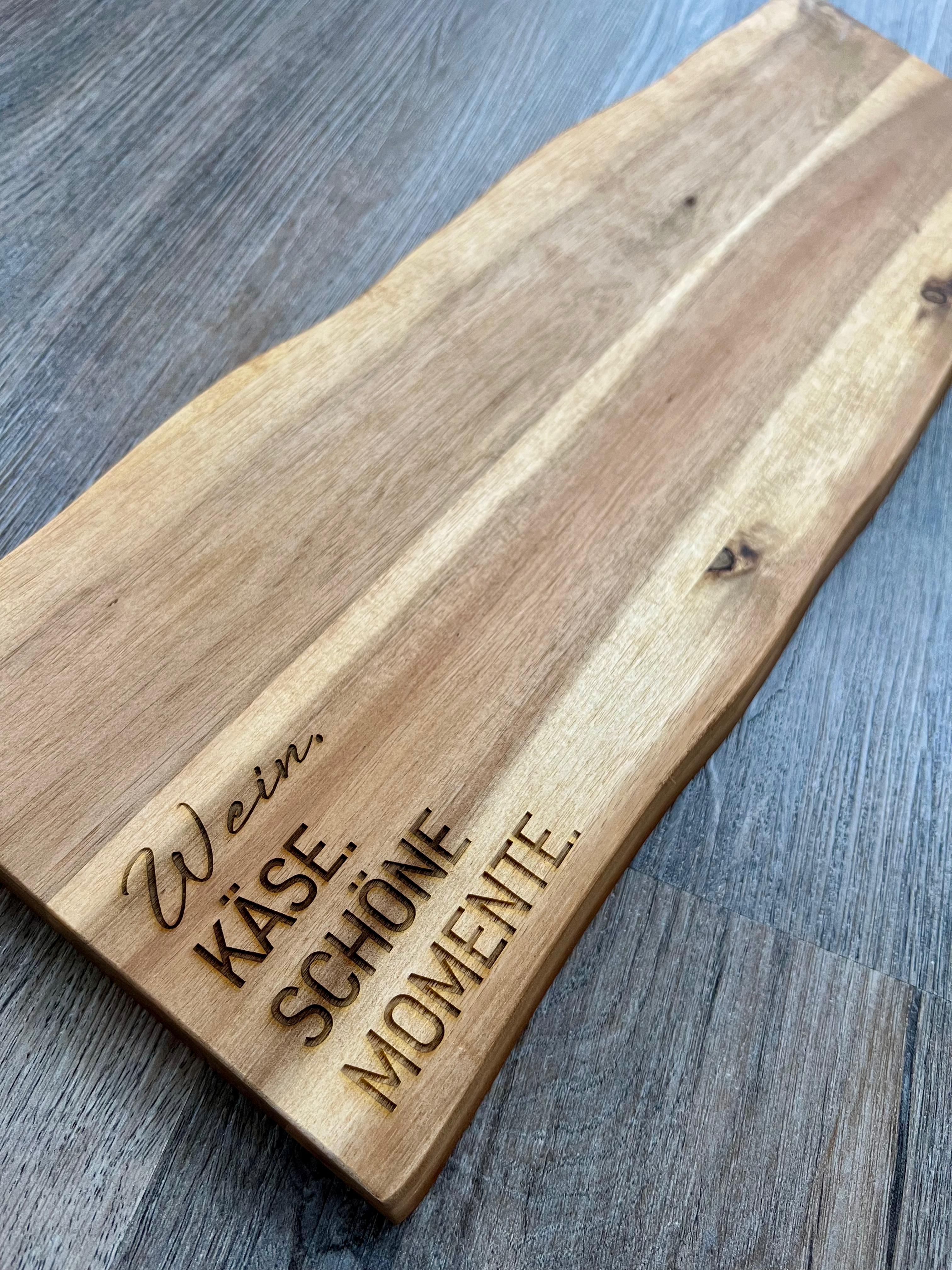 XL Servierbrett "Wein. Käse. Schöne Momente", rustikal geformt