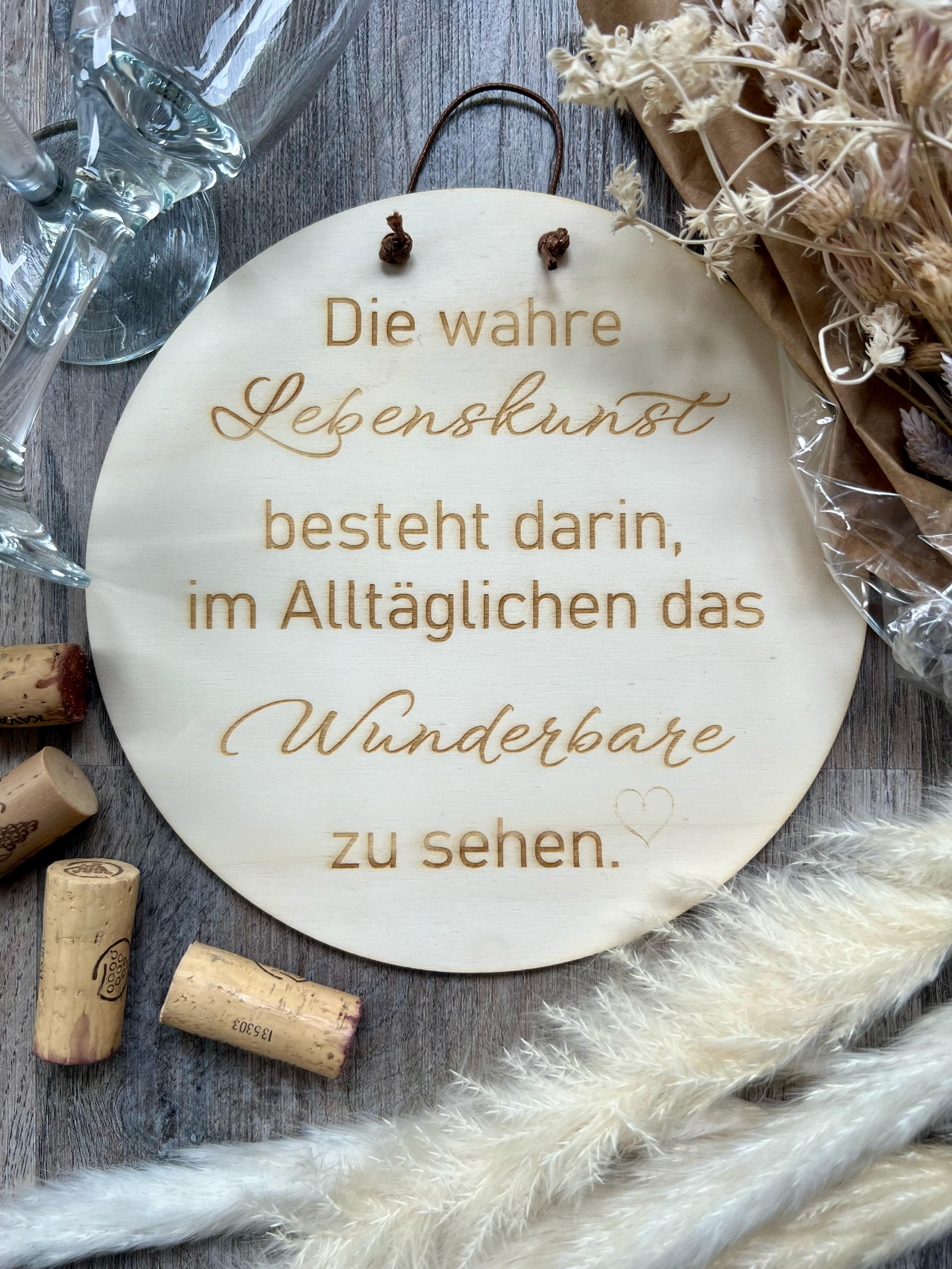 Dekoschild "Lebenskunst" aus Holz