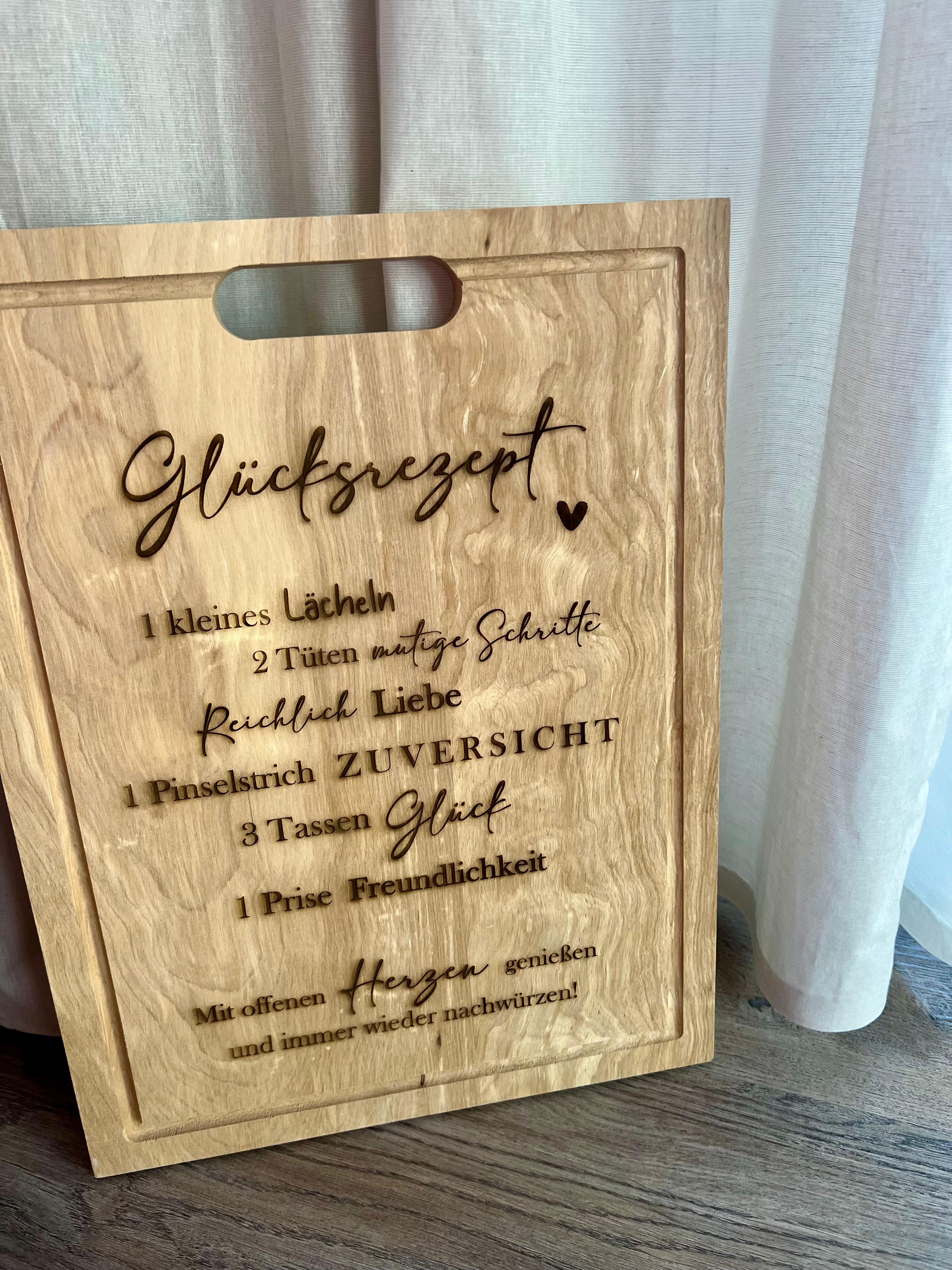 XL Schneidebrett, Dekobrett "Glücksrezept" Geschenkidee