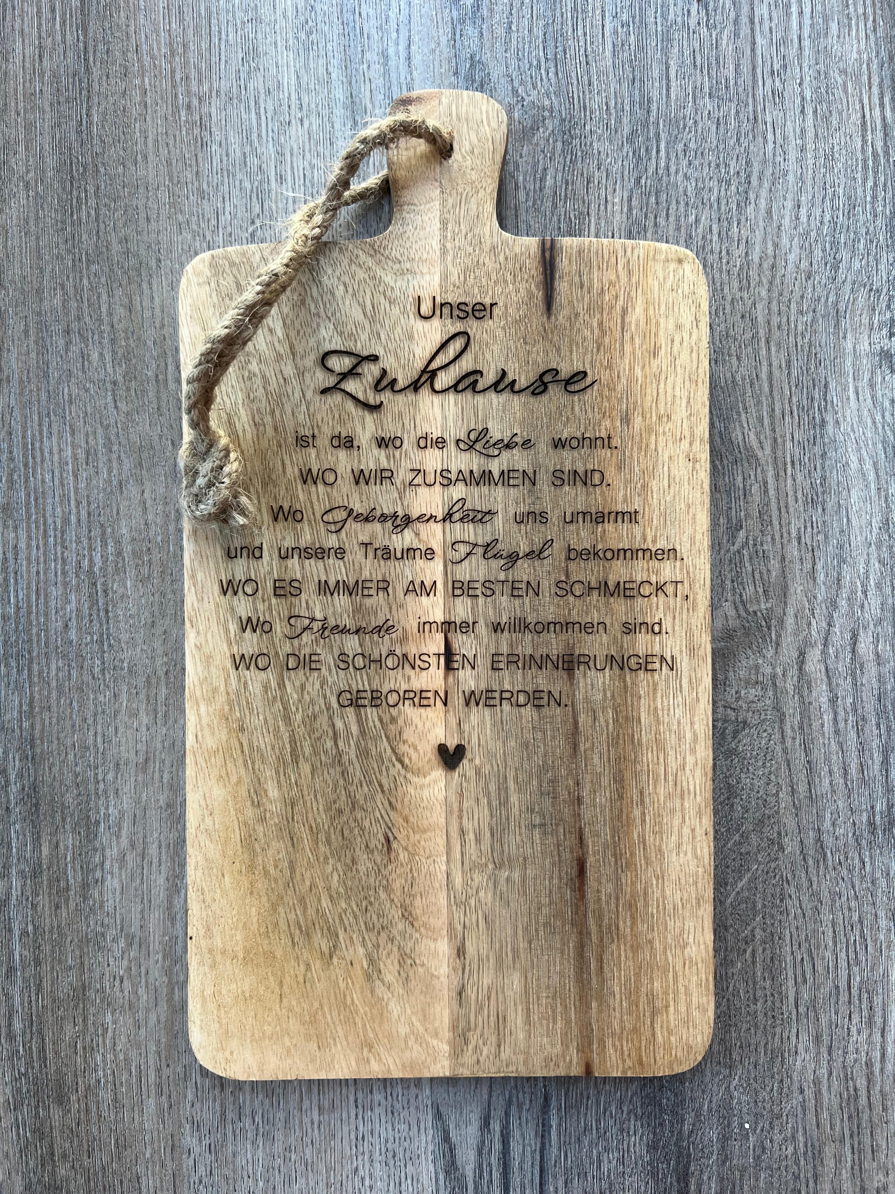 Schneidebrett "Unser Zuhause" Küchendeko, Geschenkidee