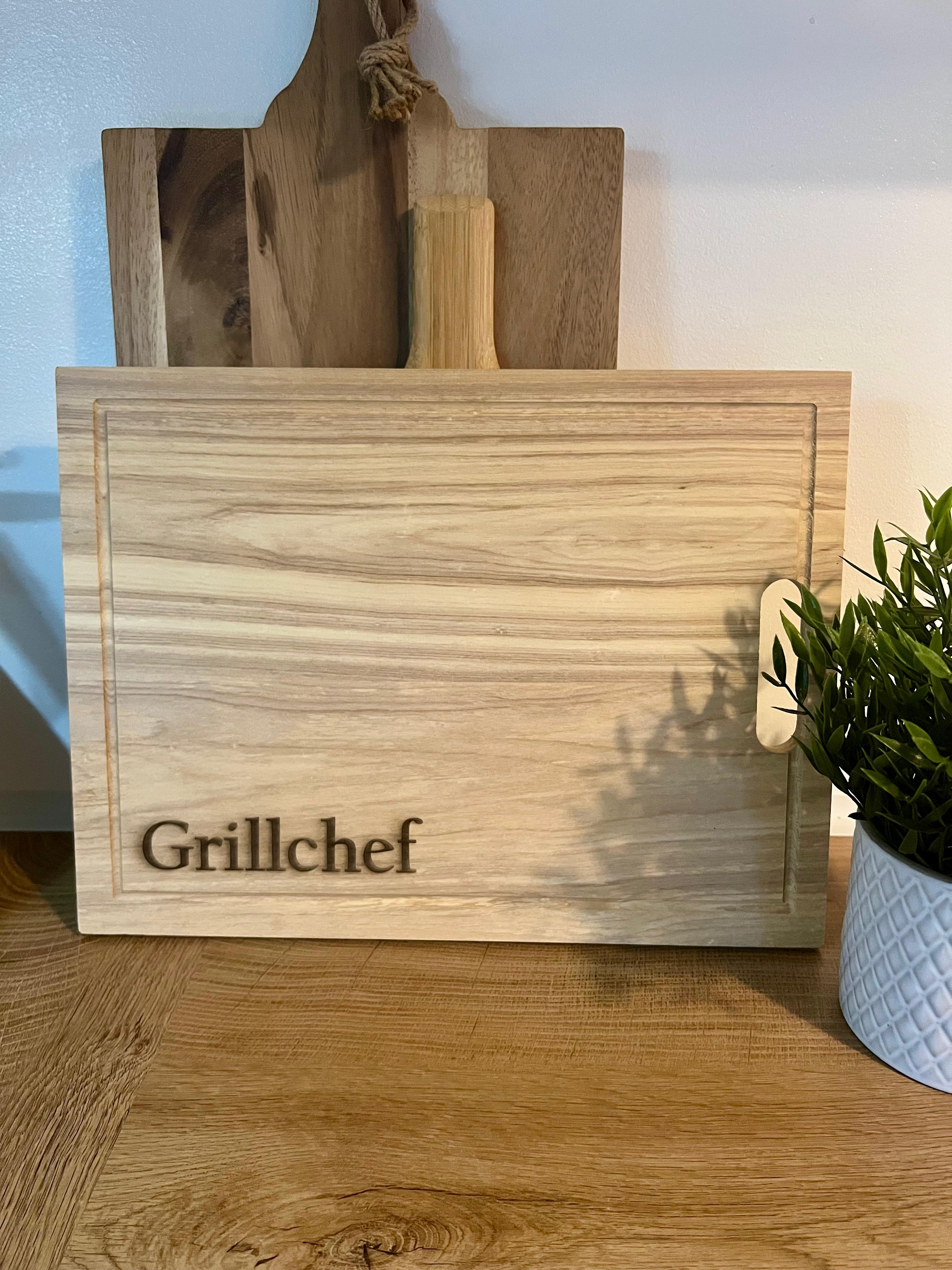 XL Schneidebrett "Grillchef" Servierbrett, Geschenkidee
