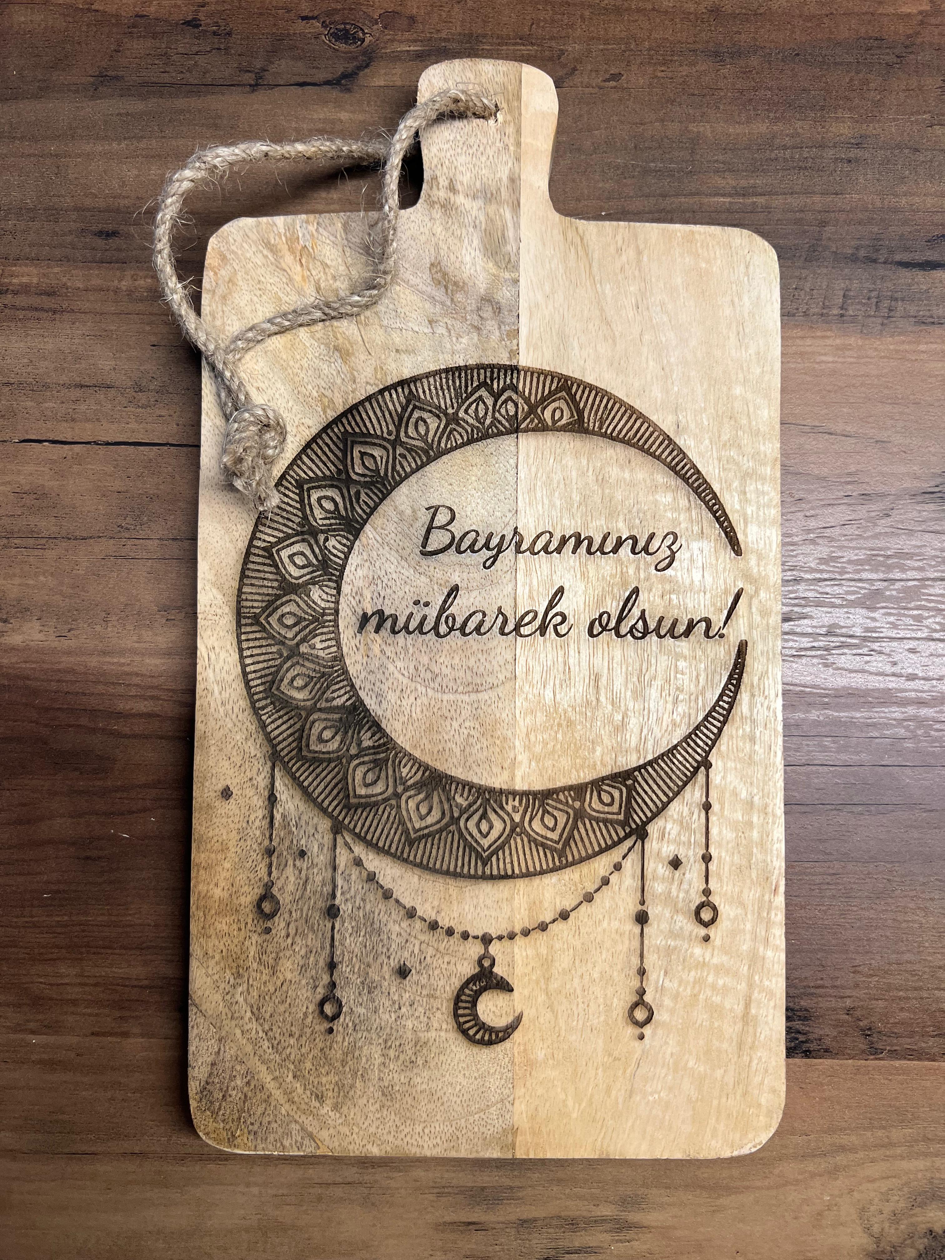 Schneidebrett Servierbrett „Bayramınız mübarek olsun“ Ramadan Deko