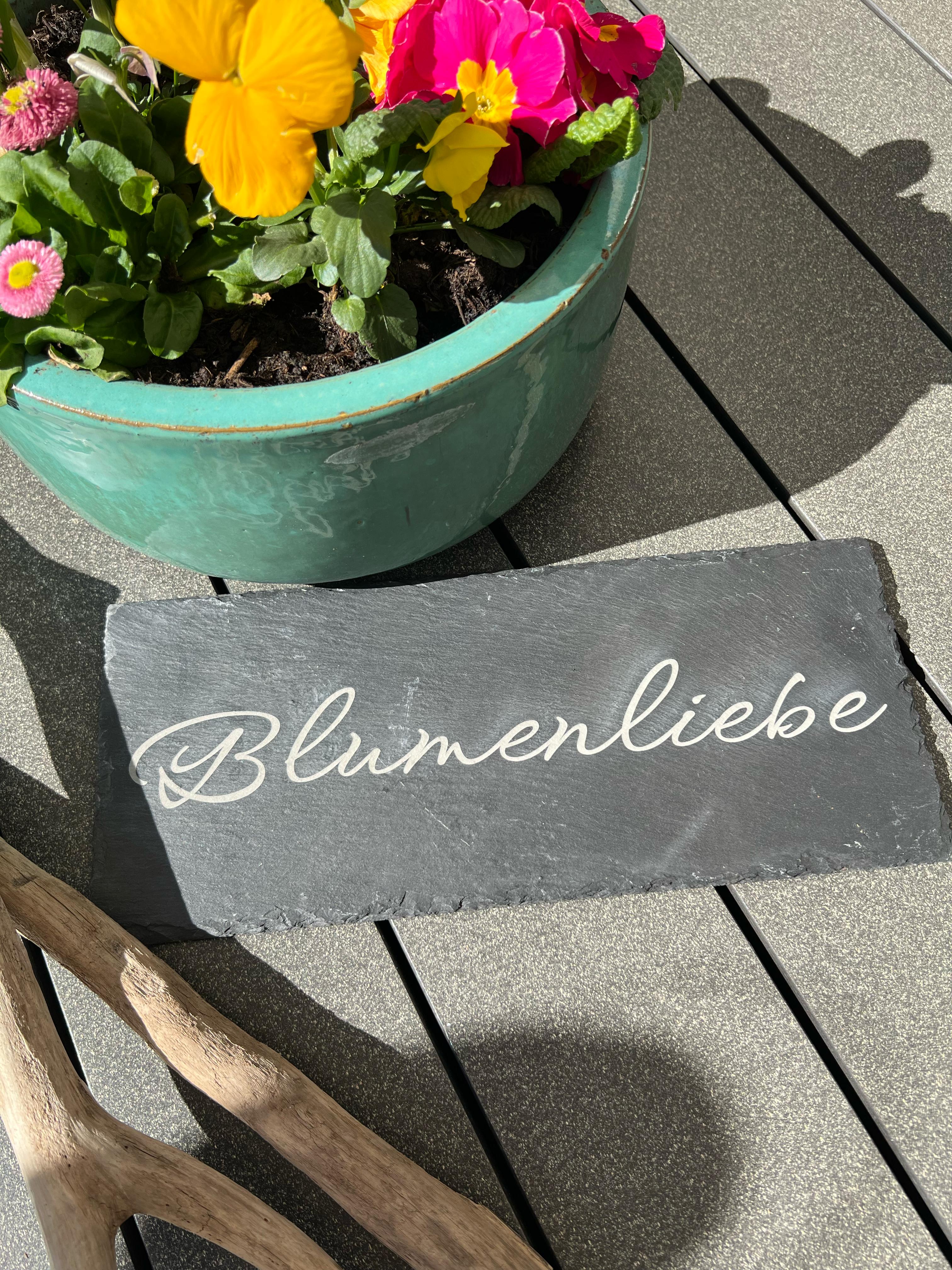 Gartenschild "Blumenliebe" Balkon-, Beetdeko, Geschenkidee