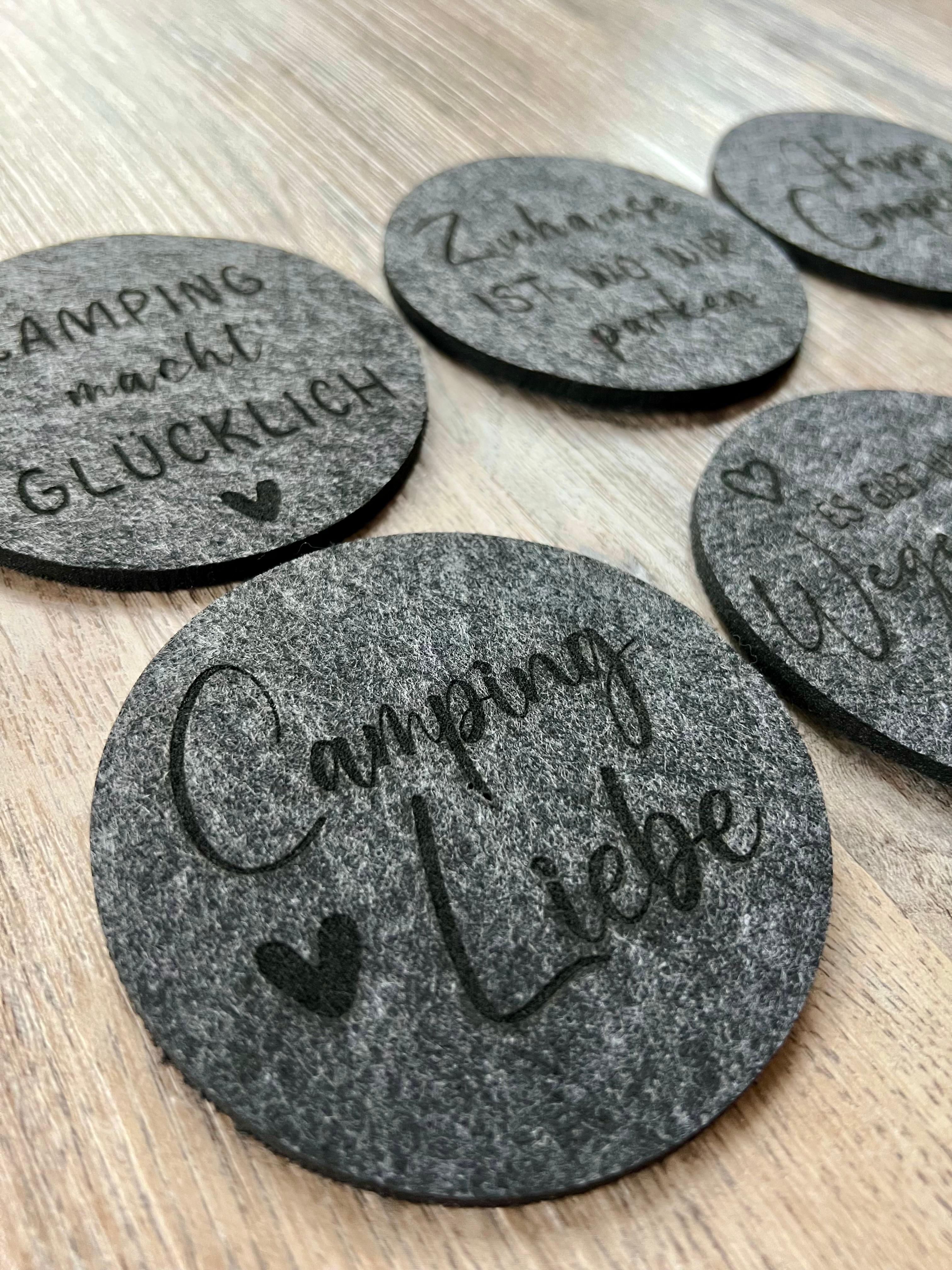 6-Set Untersetzer "Camping Liebe" Geschenkidee, Urlaub, Deko