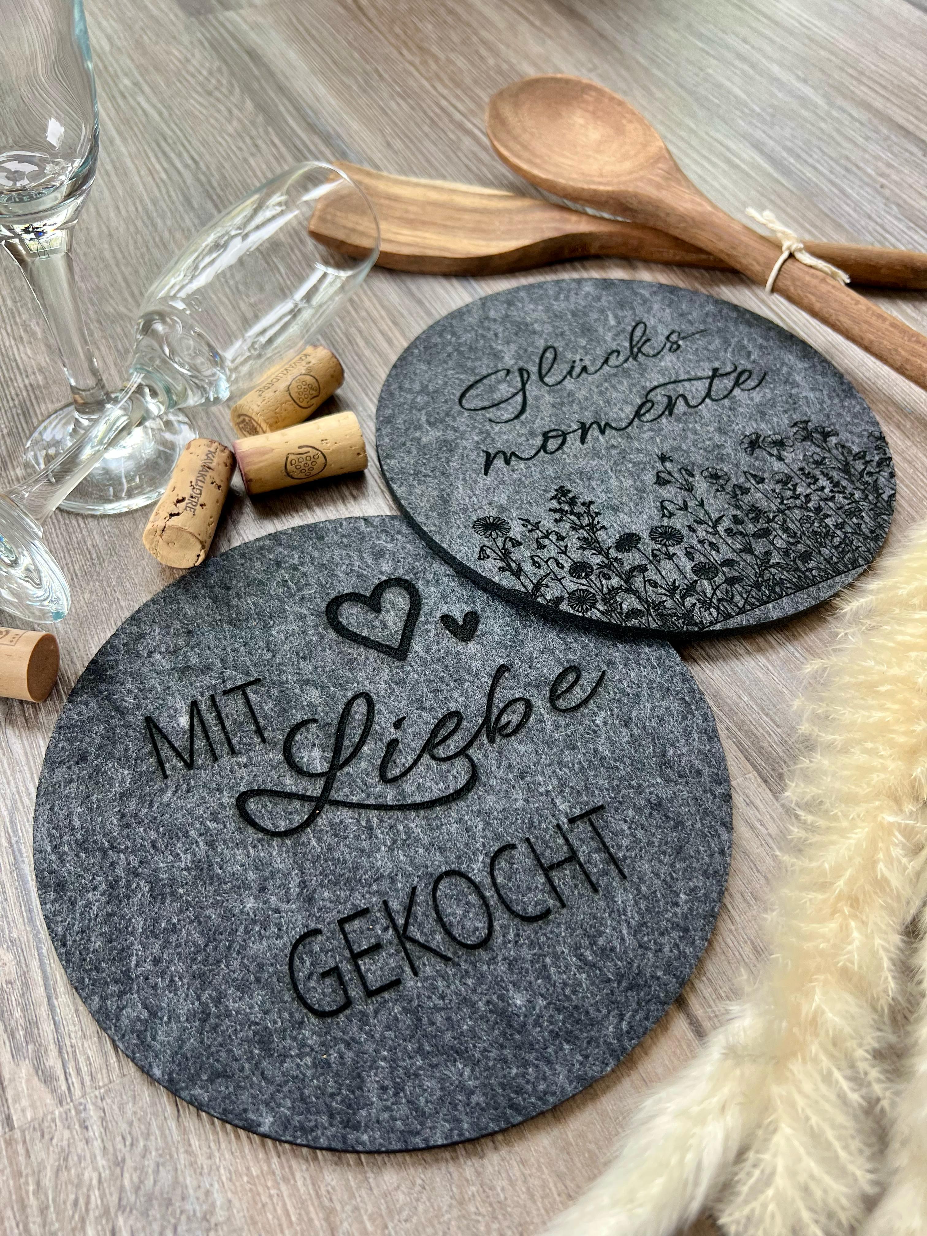2-Set Topfuntersetzer "Mit Liebe gekocht"