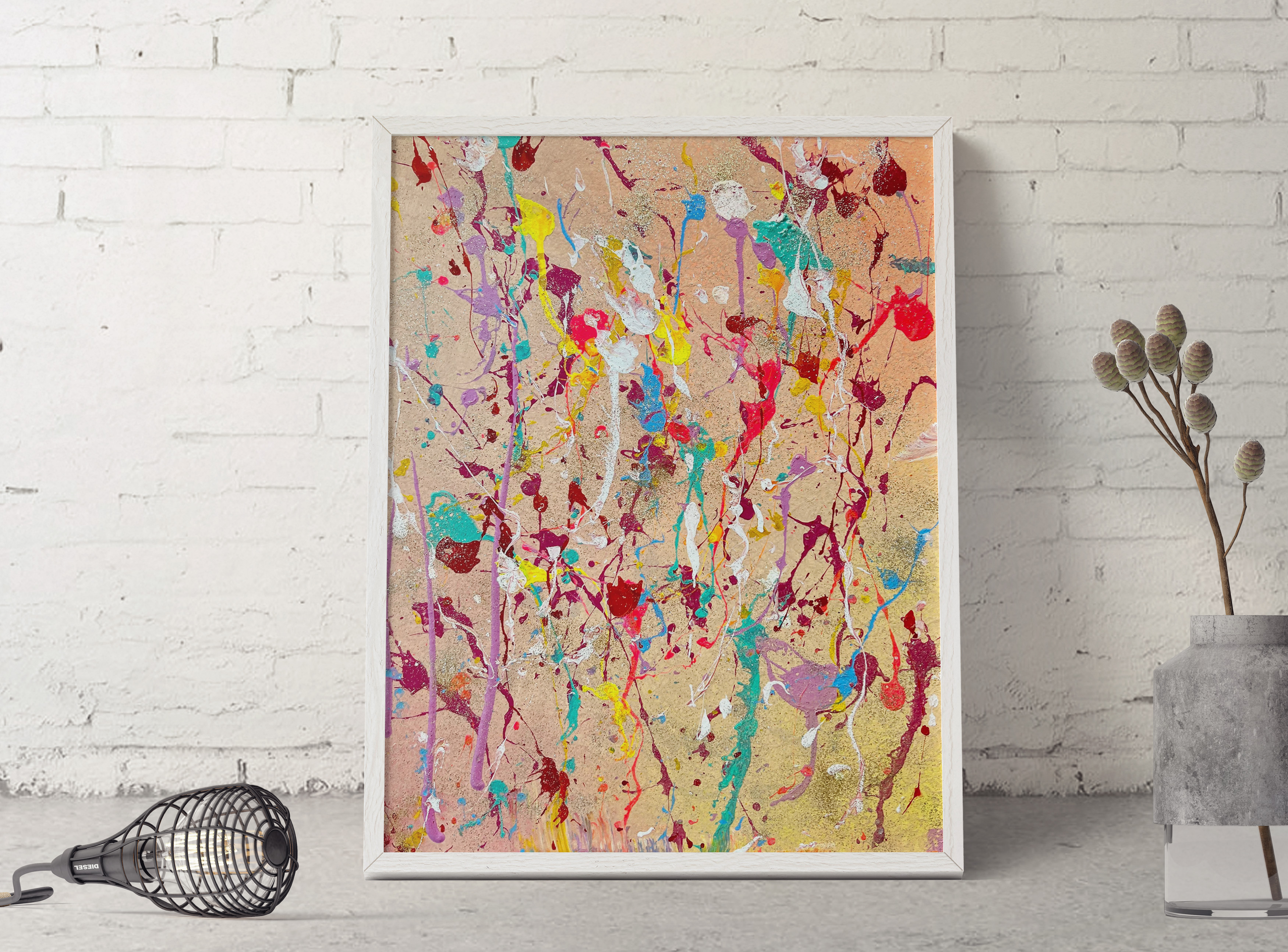 "Dazwischen", 40 x 30 cm, Acryl & Glitzer auf Leinwand
