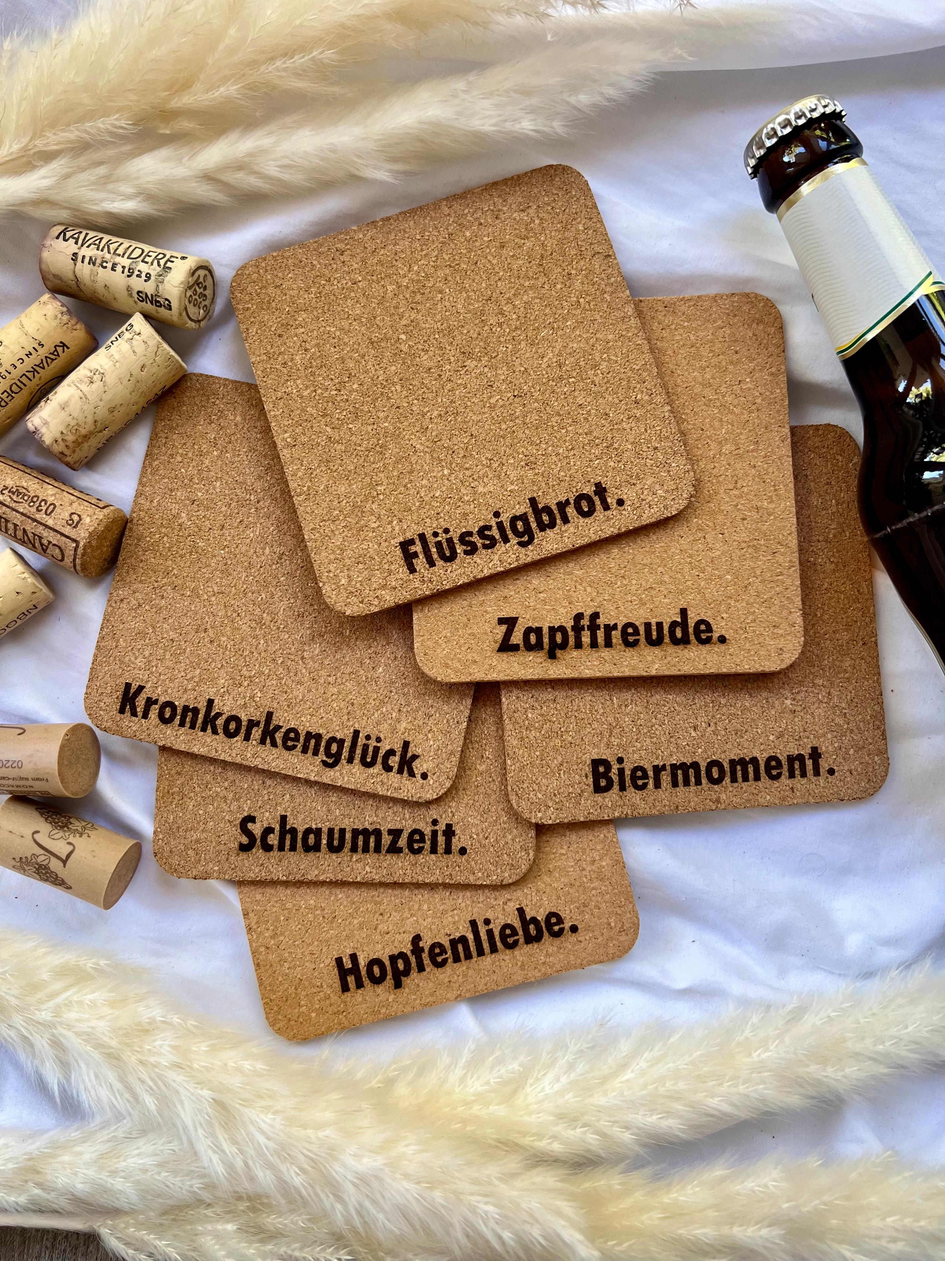 6-Set Untersetzer "Biermoment", verschiedene Motive, Kork