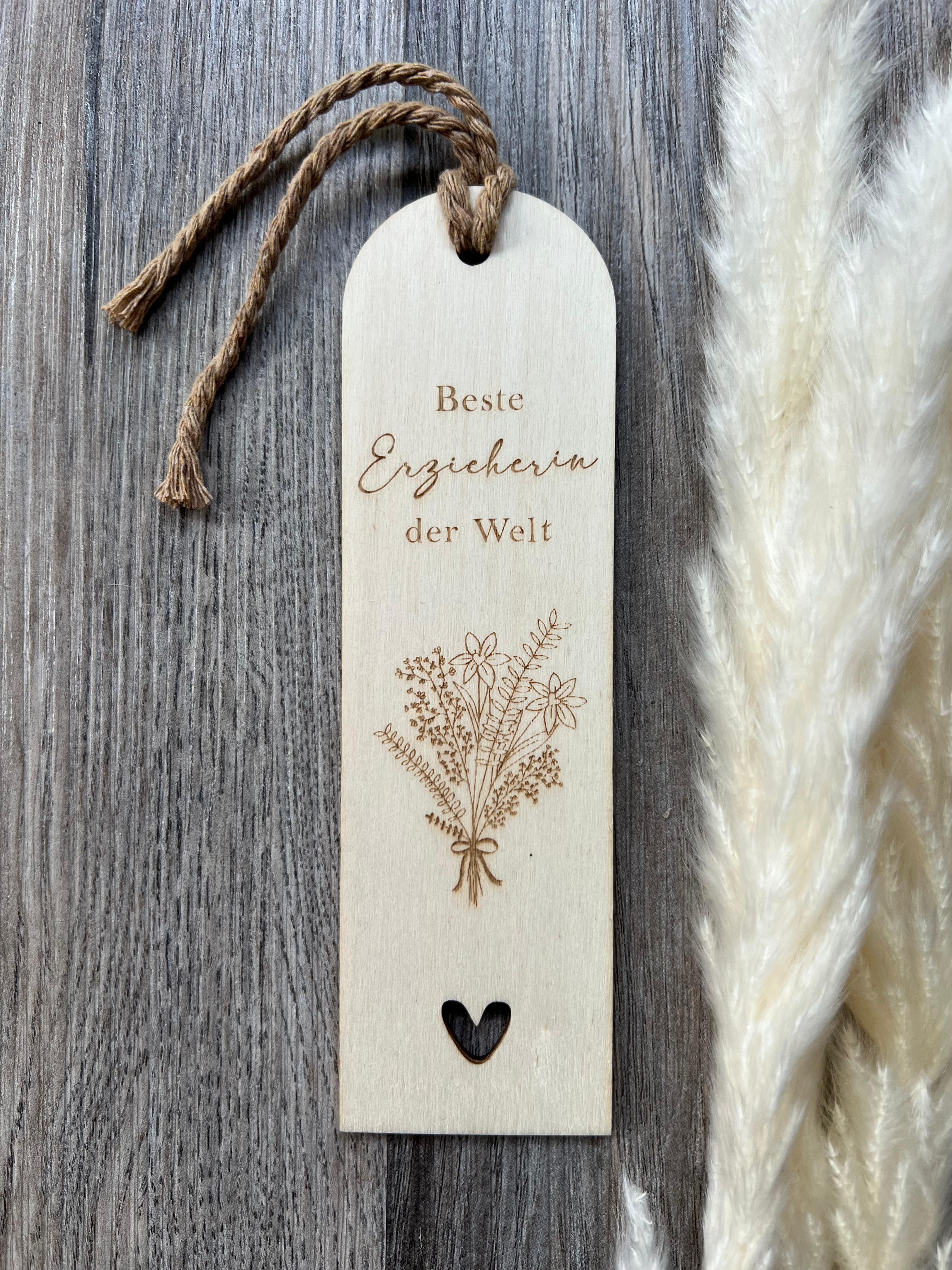 Lesezeichen "Beste Erzieherin", aus HolzBeste Erzieherin der Welt
