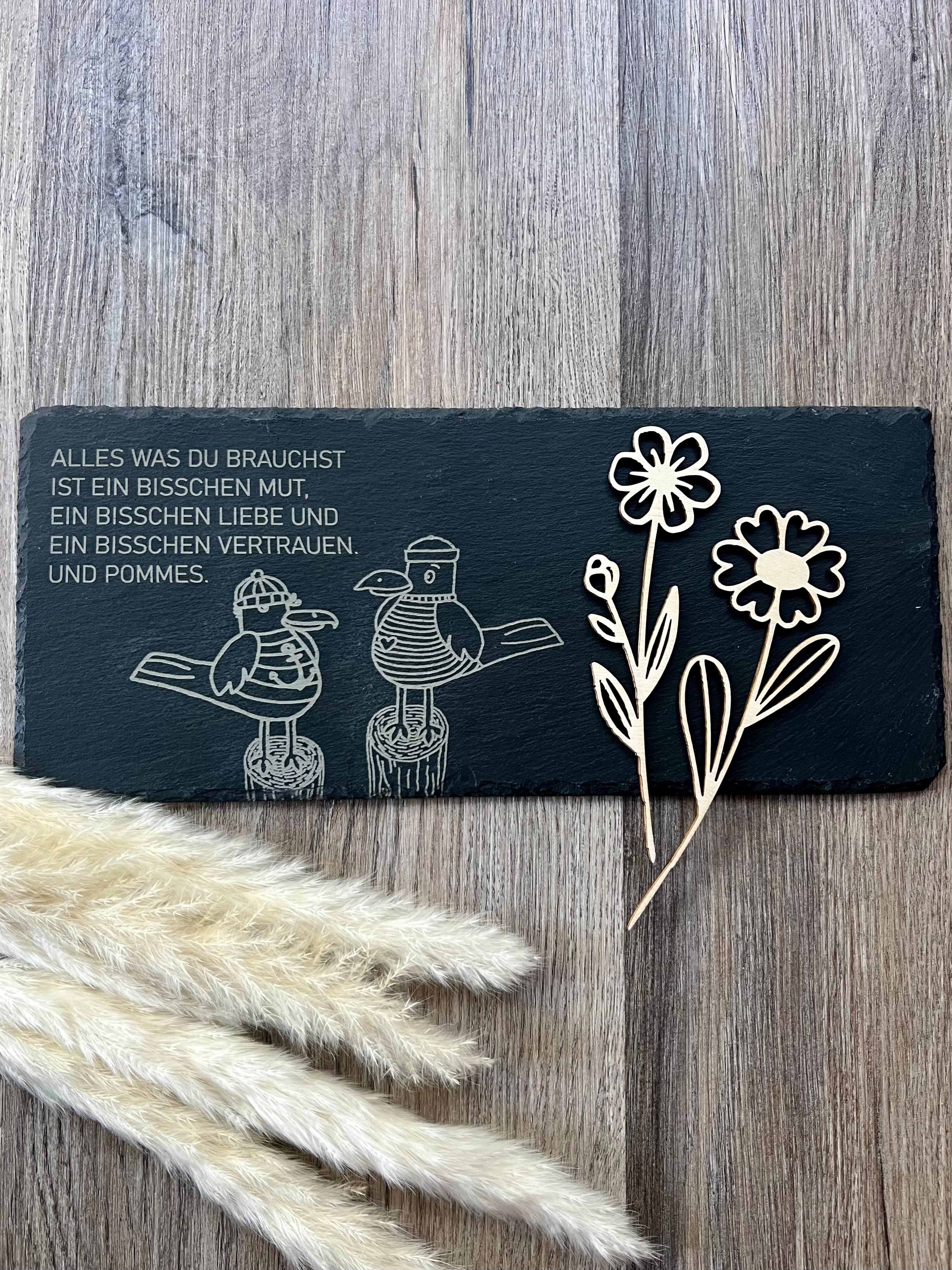 Schieferplatte "Möwen & Pommes"