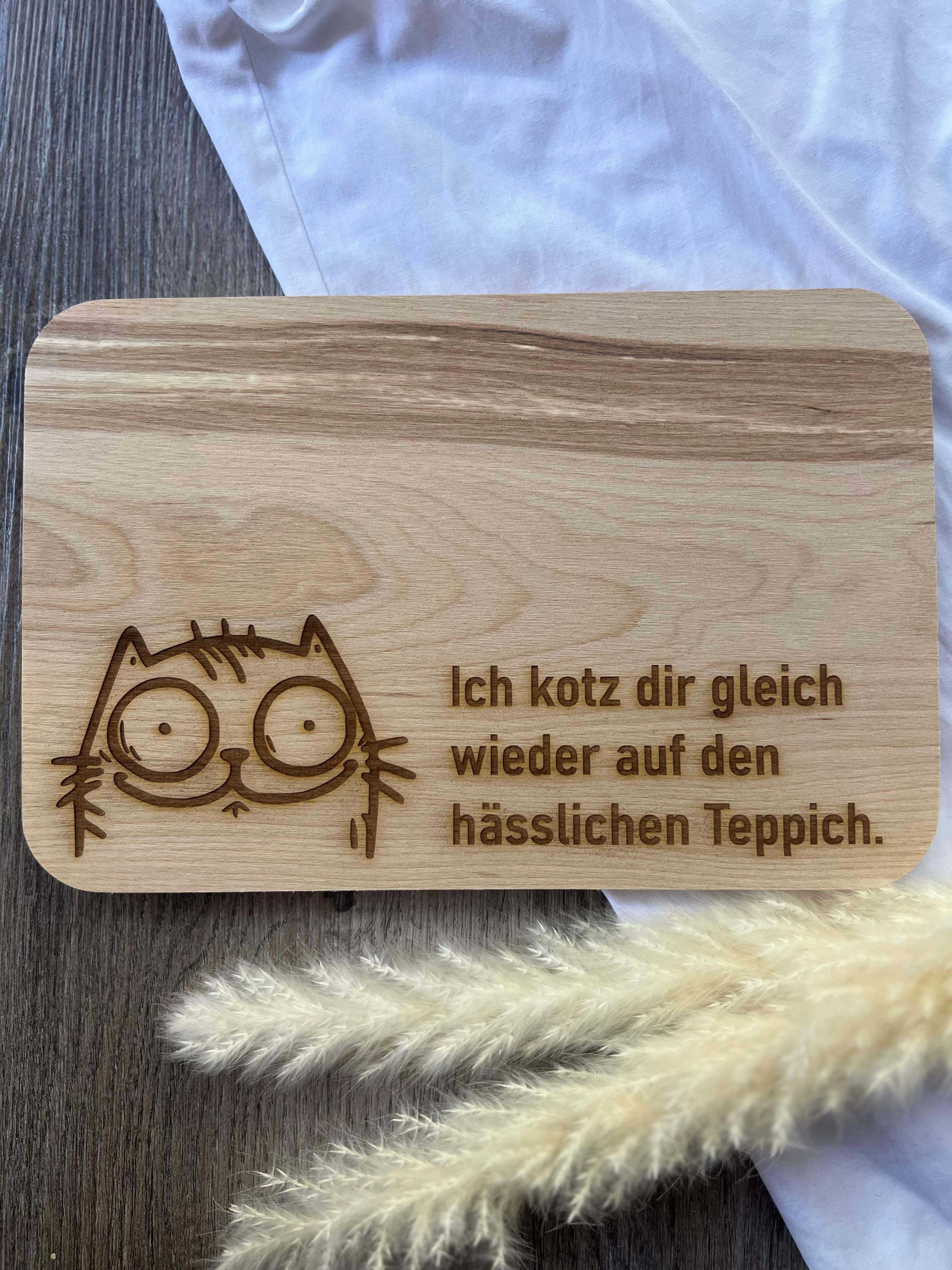 Schneidebrett "Katzenliebe", aus Birkenholz