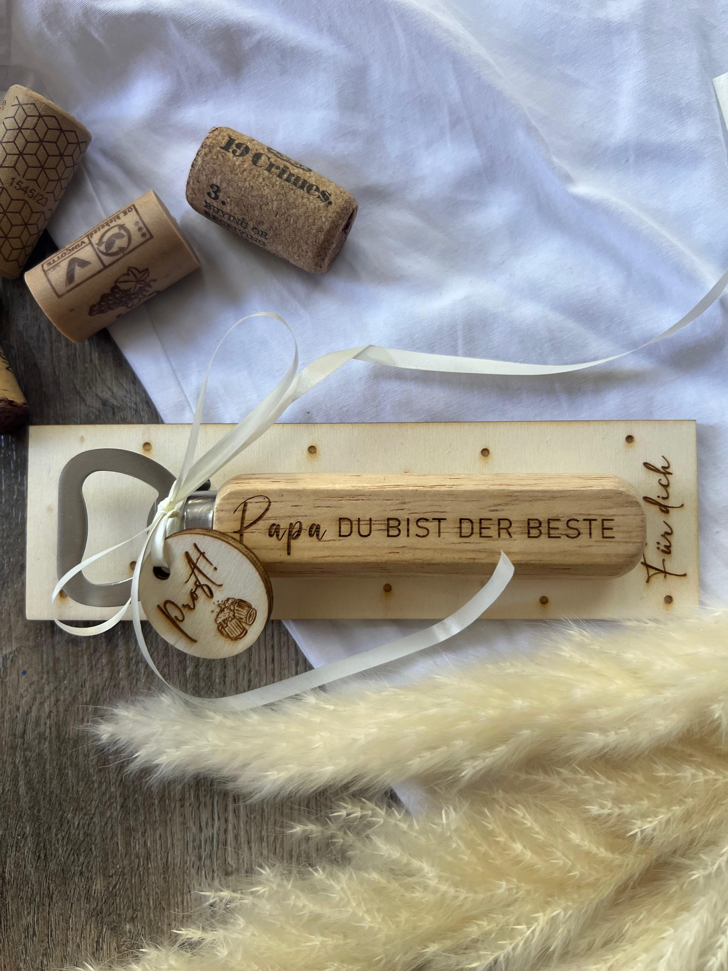 Flaschenöffner "Papa du bist der Beste", aus Holz