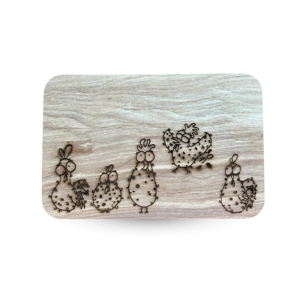 Schneidebrett "Wilde Hühner"