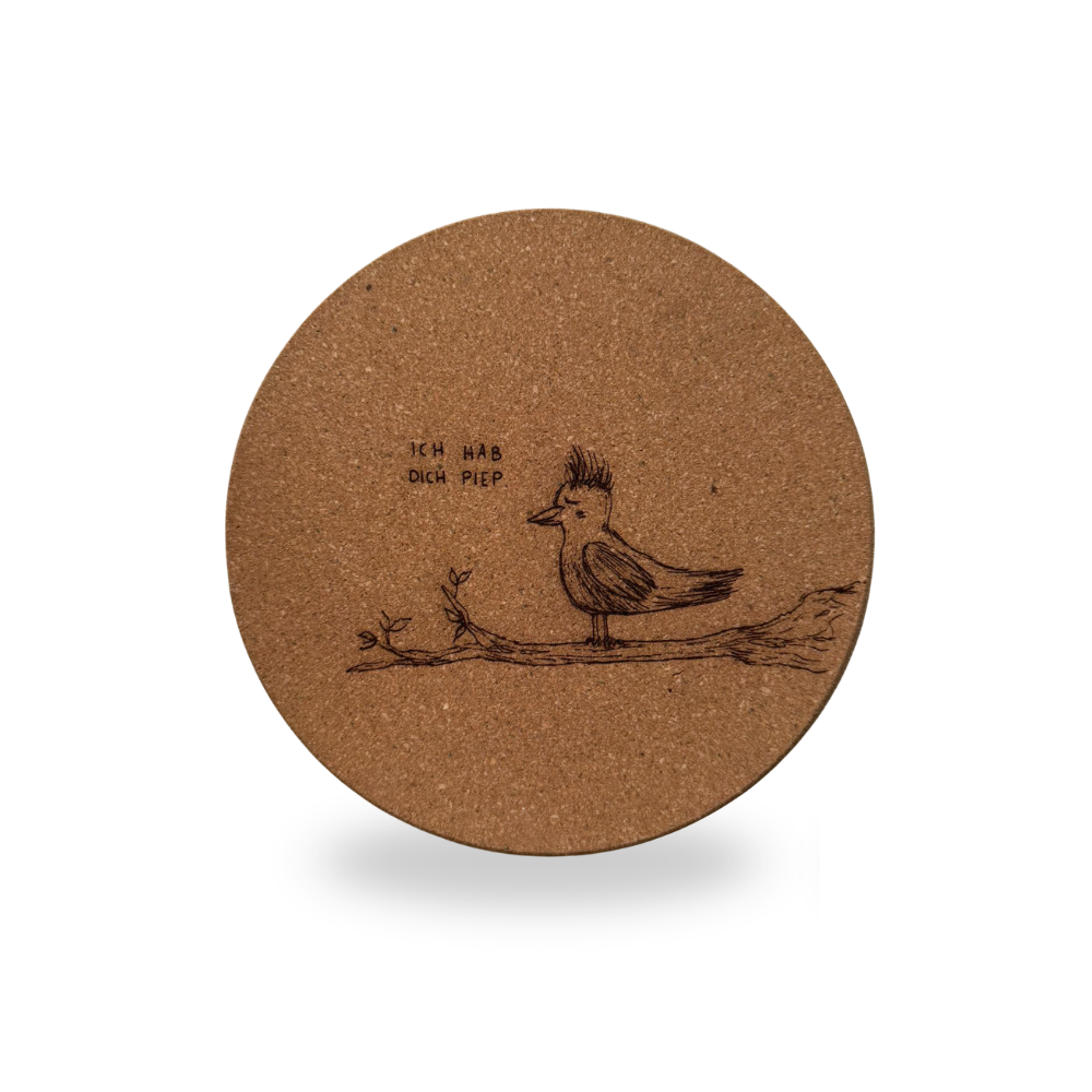Topfuntersetzer "Ich hab dich piep", aus Kork
