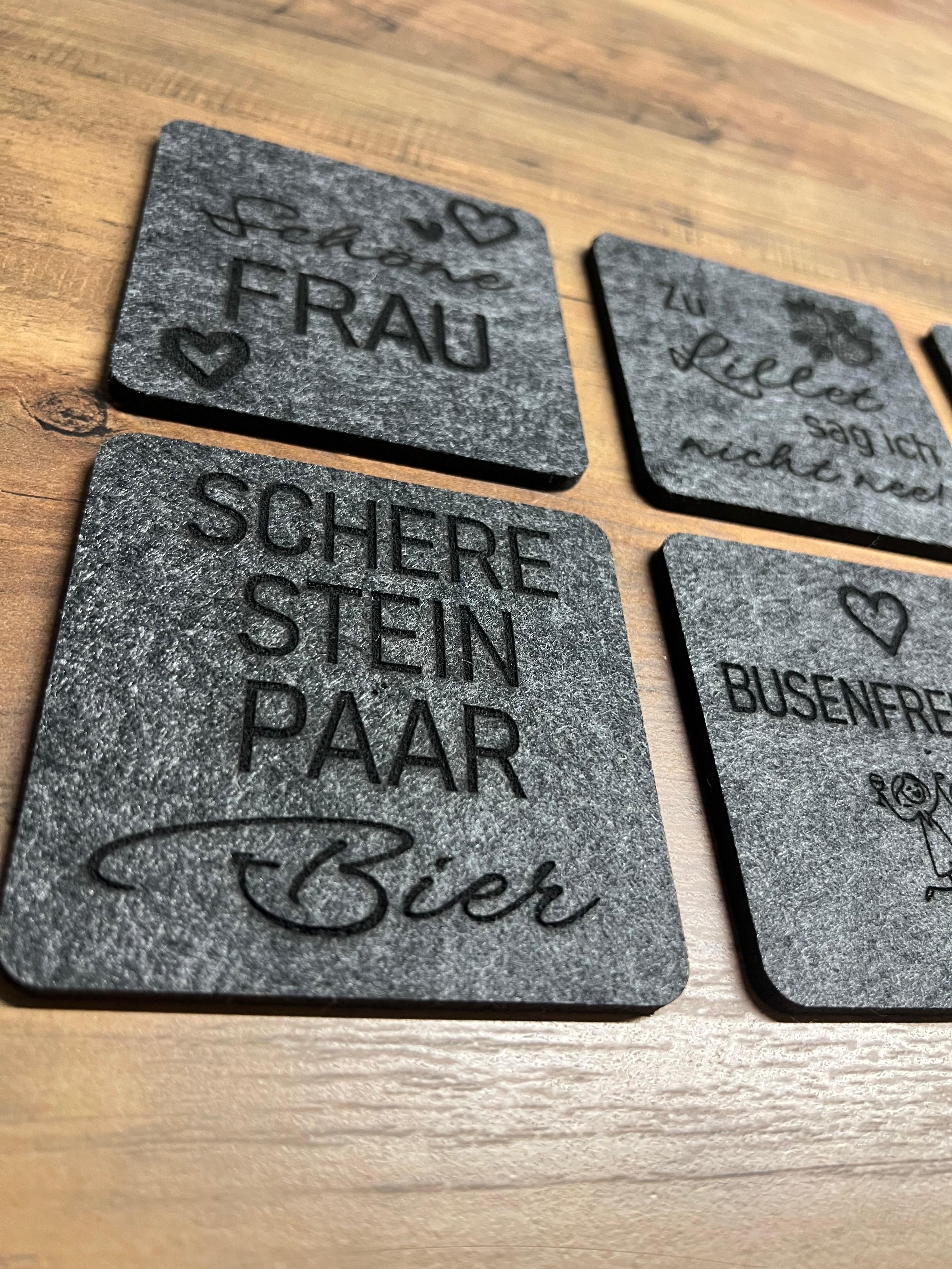 6-Set Untersetzer "Prosecco Tante" mit verschiedenen lustigen Sprüchen